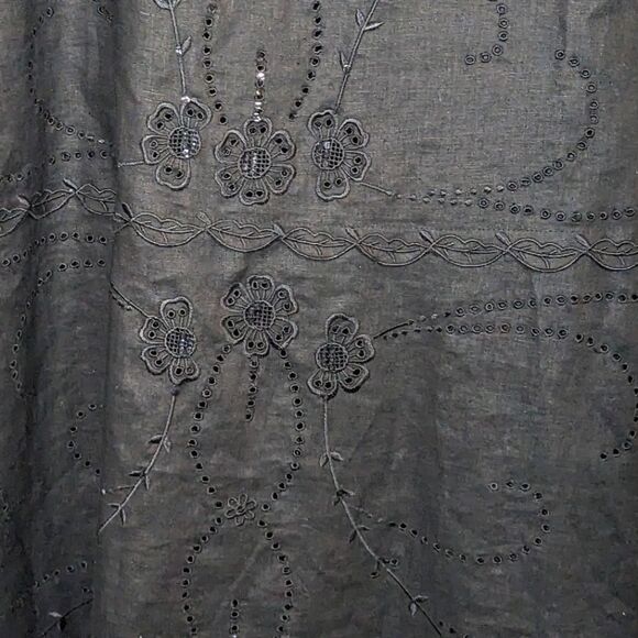 Ann Taylor Loft Linen Black V-Neck Spaghetti Strap Embellished Dress Size 12 - Picture 5 of 11